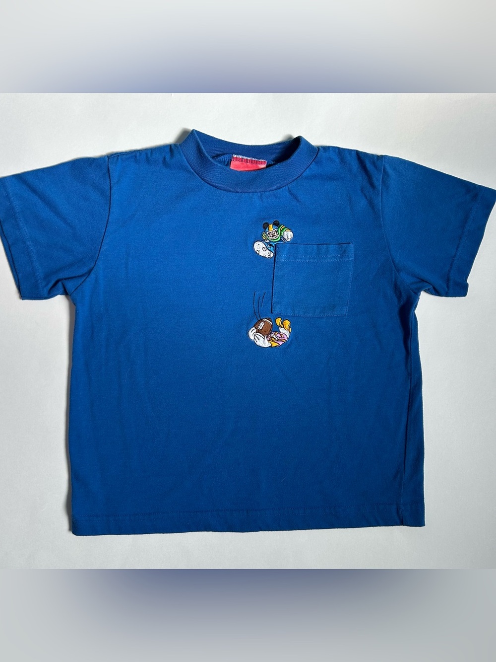 Vintage Mickey for Kids Blue Tee with Embroidered Mickey and Donald